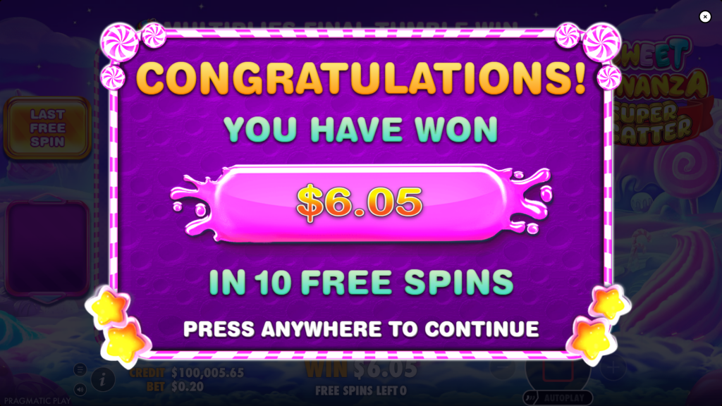 Sweet Bonanza super scatter bonus